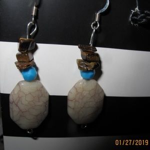 one of a kind brown and cream earrings